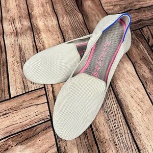 Rothy's Cream Flats with Blue Trim